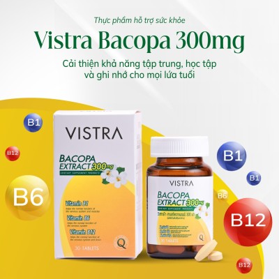 Vistra Bacopa Extract 300mg cải thiện khả năng tập trung, học tập & ghi nhớ