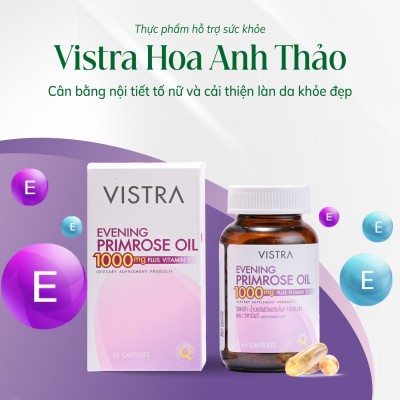 Vistra Evening Primrose Oil 1000mg Plus Vitamin E cân bằng nội tiết tố & cải thiện làn da khoẻ đẹp
