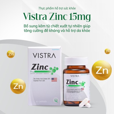 Vistra Zinc 15mg bổ sung kẽm giúp tăng cường đề kháng & hỗ trợ da khoẻ